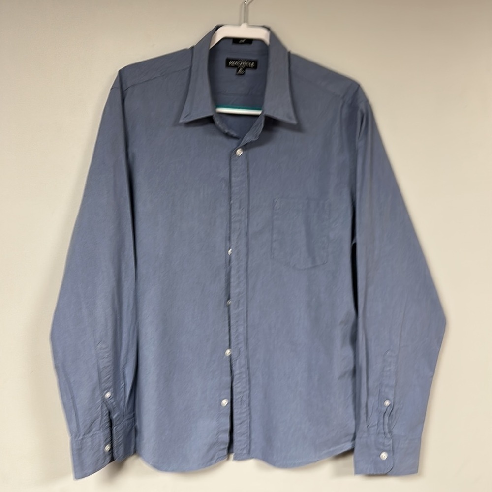 J. Crew Mercantile Flex, Slim Fit Button Down Long Sleeve Solid Blue Shirt, XL